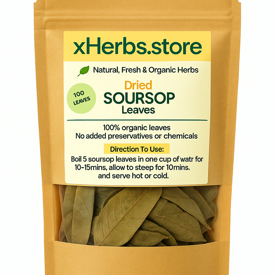xHerbs Dried Soursop Leaves, 100 leaves, no added preservatives or chemicals