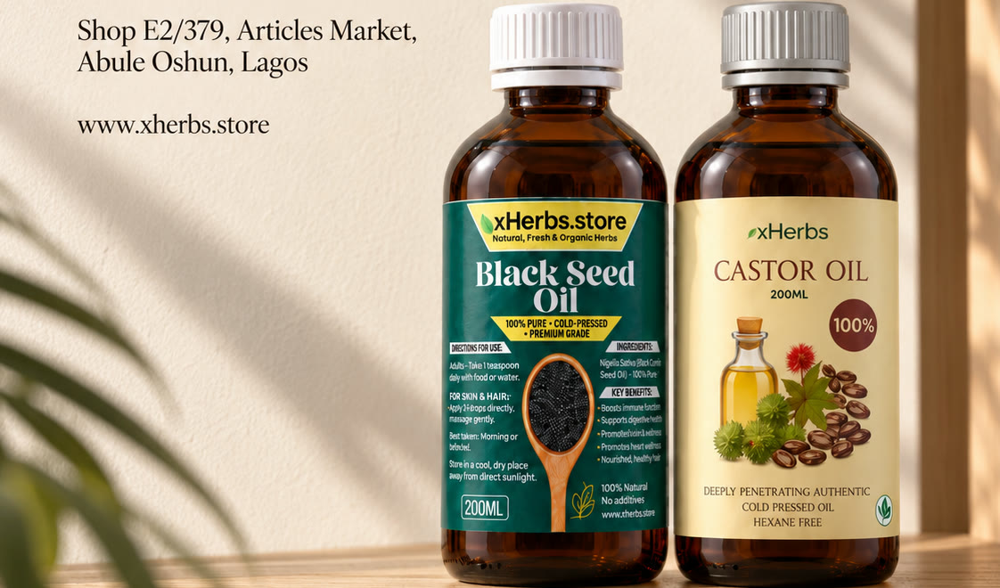 xHerbs Castor Oil 200ml at Elo-Ruks Naturals, Shop E2/379, Articles Market, Abule Oshun, Lagos